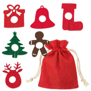 Set de 6 marcadores de fieltro navideños para copas