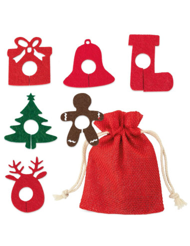 Set de 6 marcadores de fieltro navideños para copas