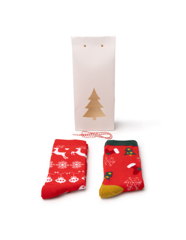 Set de 2 calcetines navideños en caja de regalo
