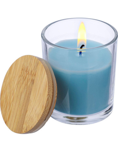 Vela de cristal aromática de vainilla con tapa de bambú