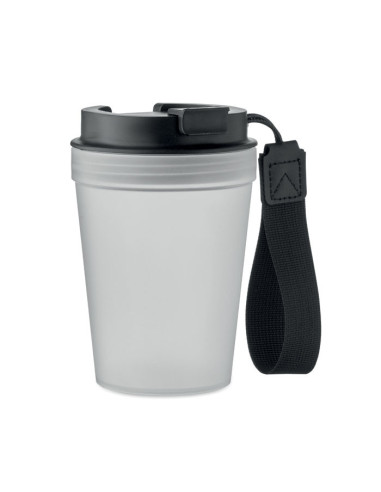 Vaso de polipropileno con cuerda de RPET y tapa