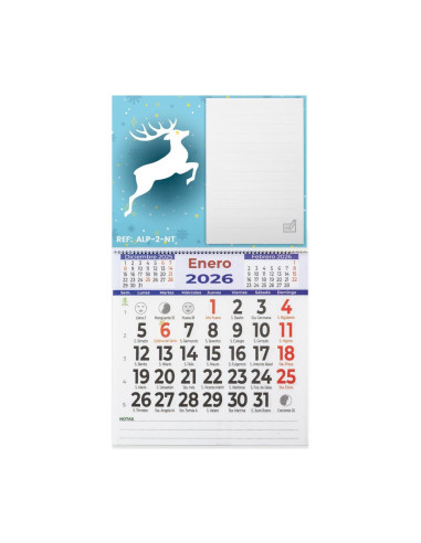 Calendario pequeño con imán y bloc de notas