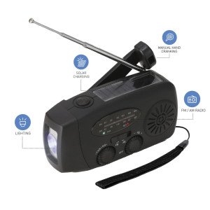 Radio de emergencia multifunción con linterna y carga solar