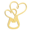 Abrebotellas de doble corazón dorado