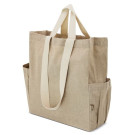 Bolsa de algodón reciclado grande con bolsillos laterales