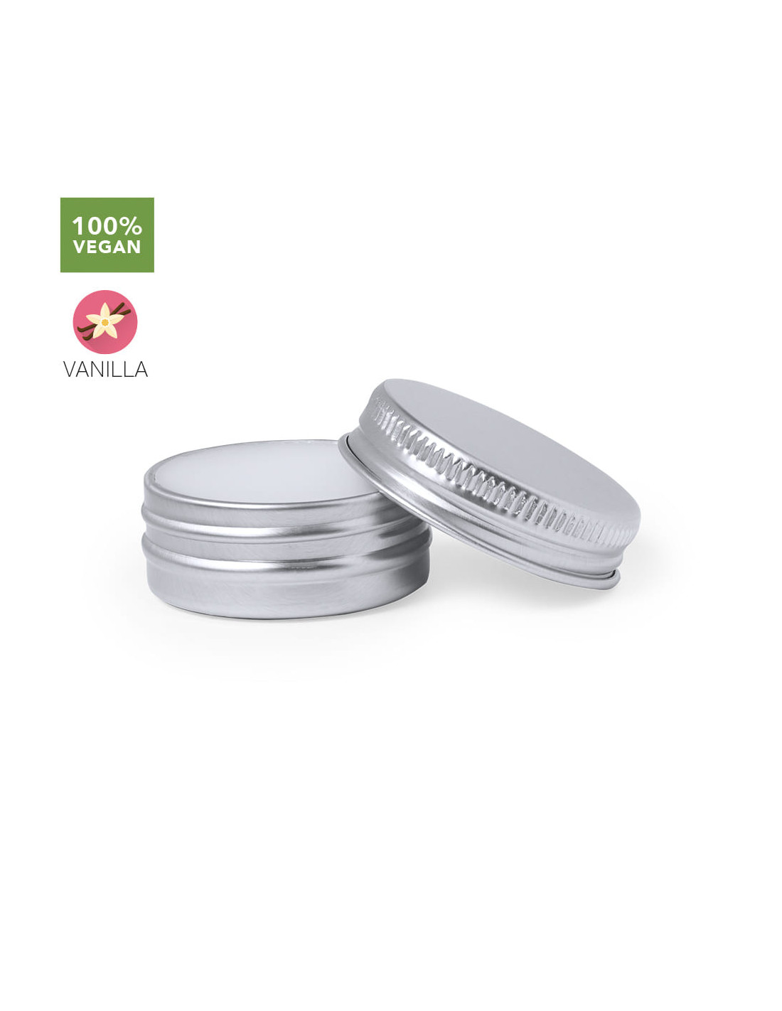 Bálsamo labial Vegano en lata, hidratación perfecta con aroma vainilla Bálsamo labial Vegano en lata, hidratación perfecta con aroma vainilla