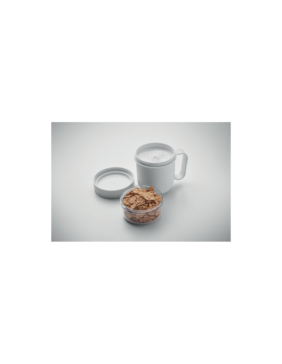 Taza de desayuno para llevar con doble recipiente Taza de desayuno para llevar con doble recipiente