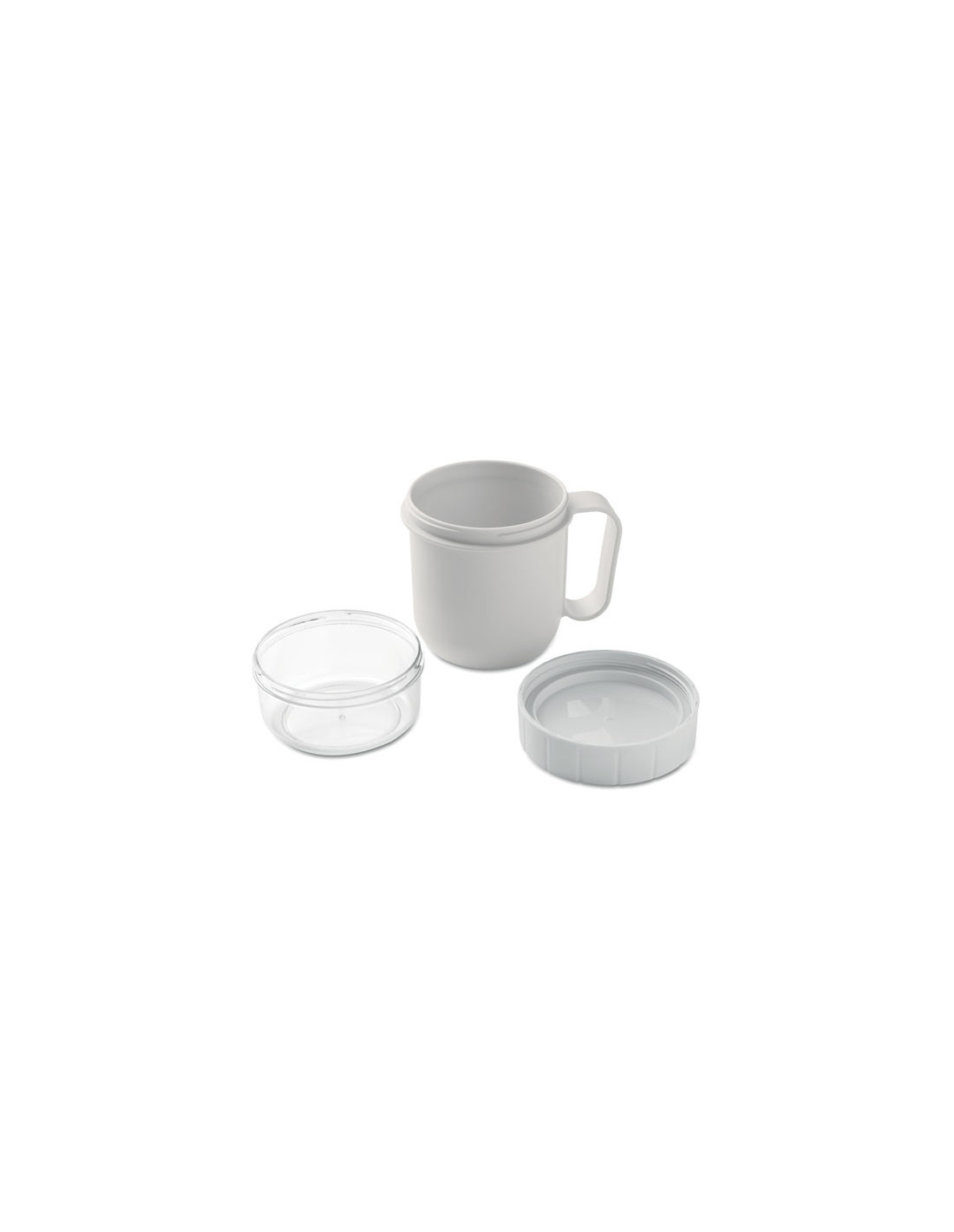 Taza de desayuno para llevar con doble recipiente Taza de desayuno para llevar con doble recipiente