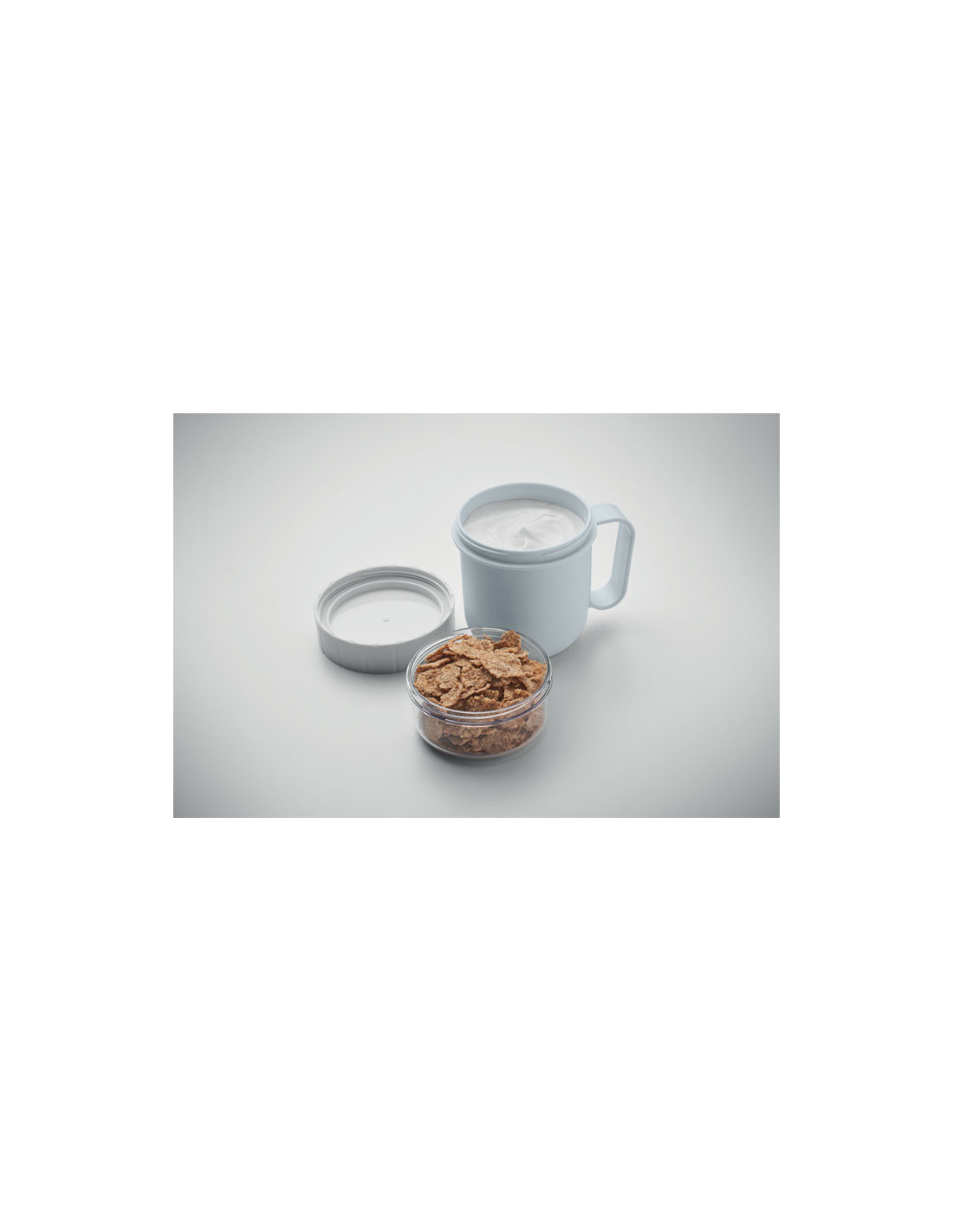 Taza de desayuno para llevar con doble recipiente Taza de desayuno para llevar con doble recipiente