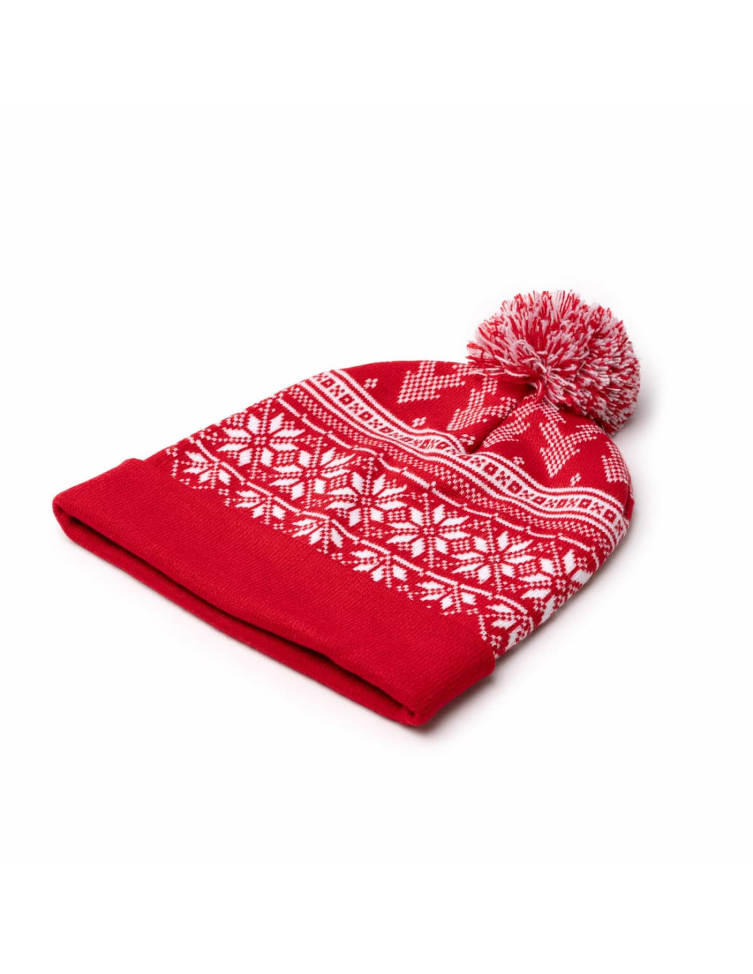 Gorro navideño de punto acrílico con pompón Gorro navideño de punto acrílico con pompón
