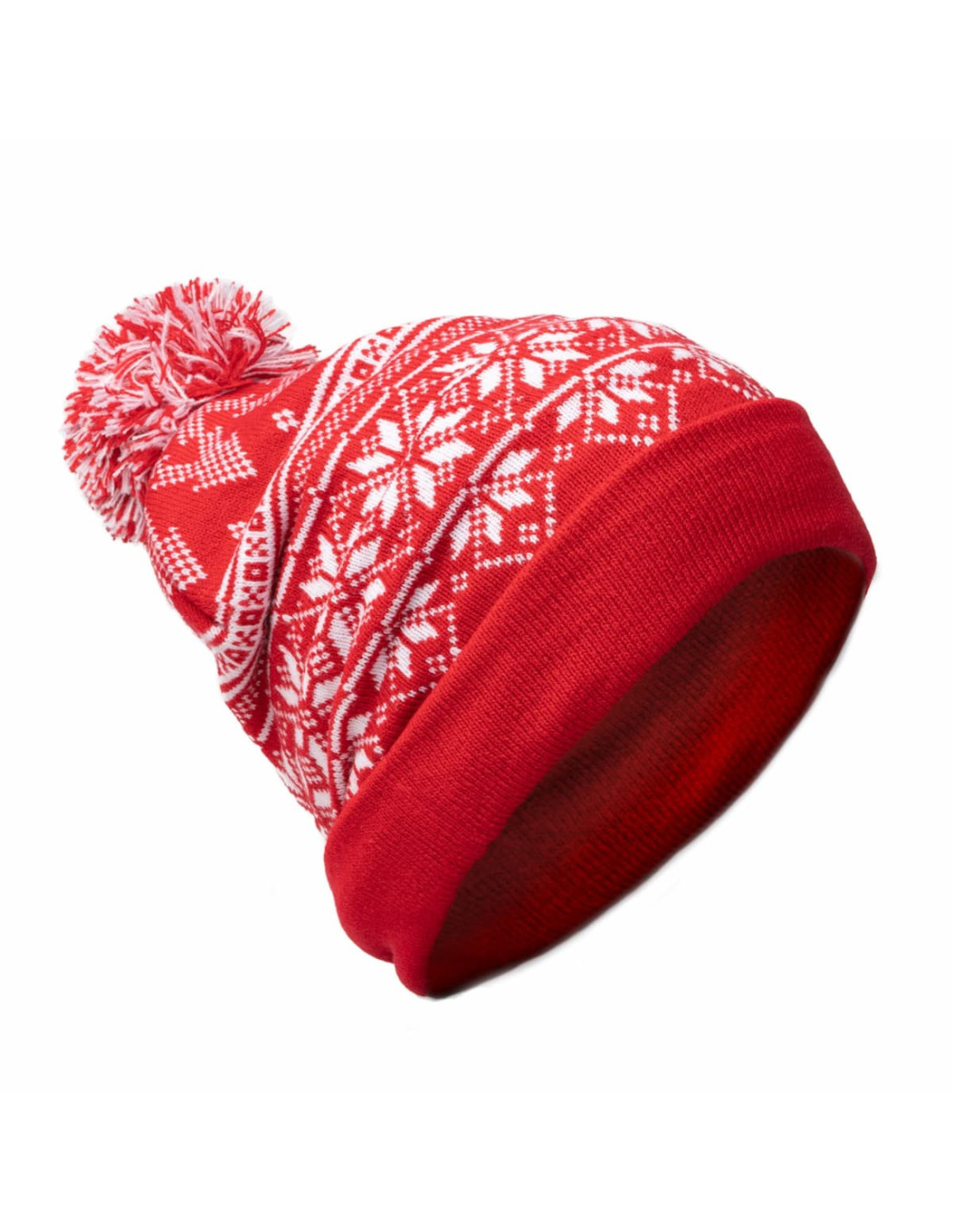 Gorro navideño de punto acrílico con pompón Gorro navideño de punto acrílico con pompón