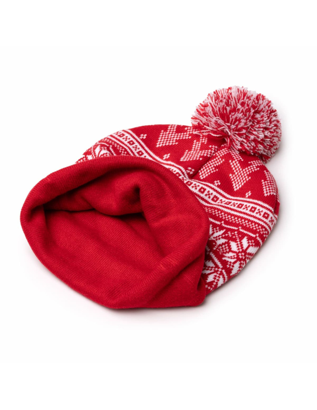 Gorro navideño de punto acrílico con pompón Gorro navideño de punto acrílico con pompón