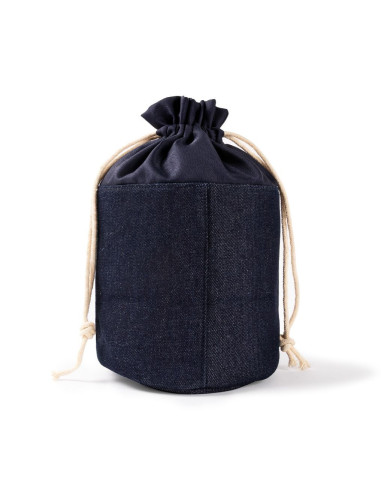 Neceser cilíndrico de tejido vaquero