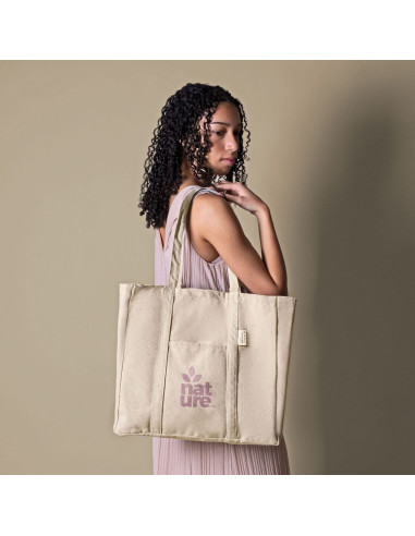 Bolsa tote de canvas reciclado con asas reforzadas Bolsa tote de canvas reciclado con asas reforzadas