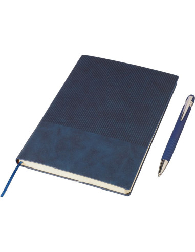 Set de libreta A5 de PU reciclado y bolígrafo de aluminio reciclado