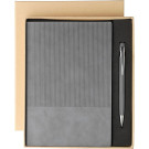 Set de libreta A5 de PU reciclado y bolígrafo de aluminio reciclado
