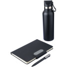 Set de regalo de botella térmica con bolígrafo y libreta reciclados