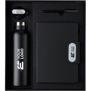 Set de regalo de botella térmica con bolígrafo y libreta reciclados 2