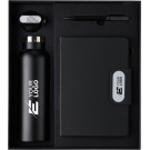 Set de regalo de botella térmica con bolígrafo y libreta reciclados