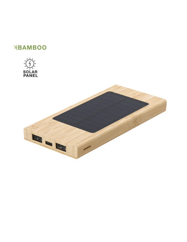 Powerbank de bambú con carga solar 4000 mAh