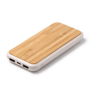Powerbank inalámbrica de bambú y fibra de trigo 5000 mAh