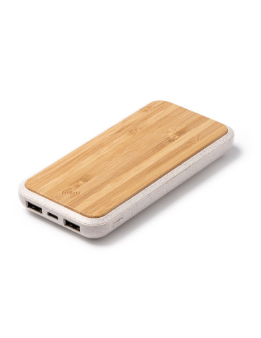 Powerbank inalámbrica de bambú y fibra de trigo 5000 mAh