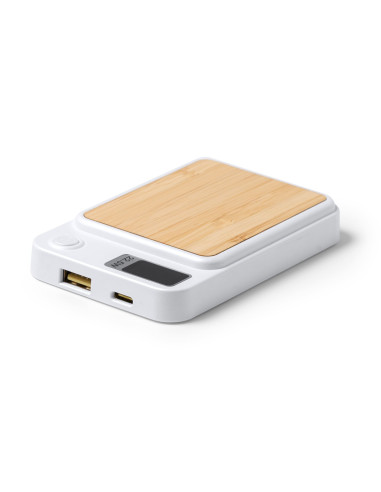 Batería externa inalámbrica de bambú y ABS reciclado 5000 mAh