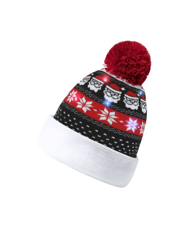 Gorro navideño con luces y pompón