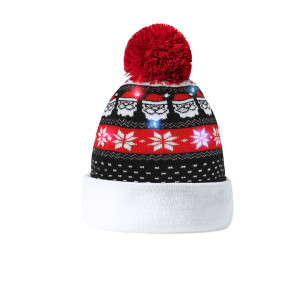 Gorro navideño con luces y pompón 2
