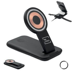 Cargador inalámbrico 3 en 1 para smartphone, auriculares y smartwatch