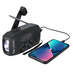 Radio de emergencia multifunción con linterna y carga solar