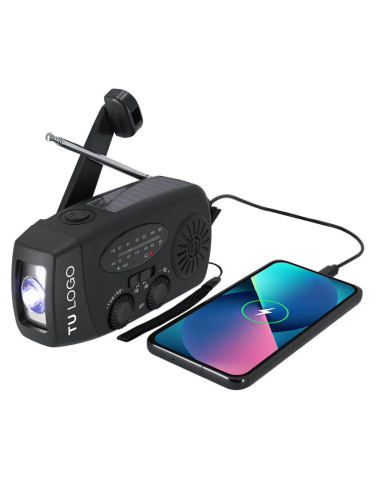 Radio de emergencia multifunción con linterna y carga solar