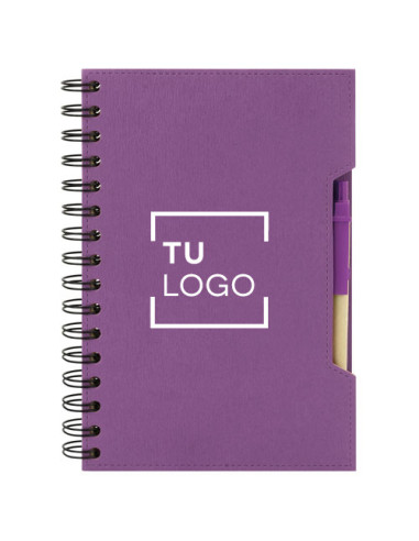 Cuaderno A5 de cartón reciclado con bolígrafo Eco