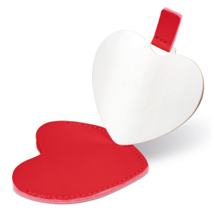Espejo de corazón con funda de PU