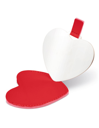 Espejo de corazón con funda de PU
