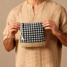 Neceser de cuadros en algodón reciclado y yute 220g