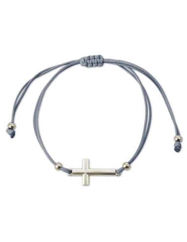 Pulsera con cruz ajustable en poliéster y acero