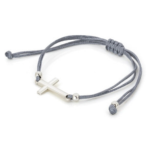 Pulsera con cruz ajustable en poliéster y acero 2