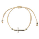 Pulsera con cruz ajustable en poliéster y acero