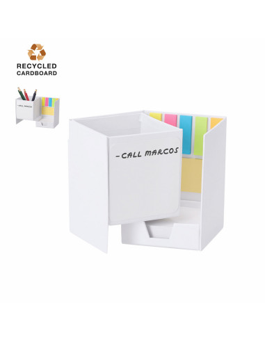 Lapicero portanotas de cartón reciclado con mininotas adhesivas