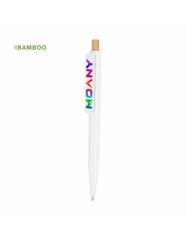 Bolígrafo de ABS y bambú con acabado brillante