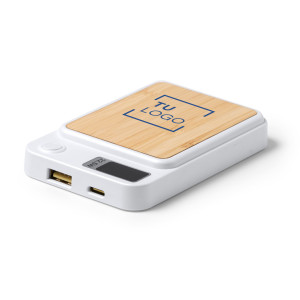 Batería externa inalámbrica de bambú y ABS reciclado 5000 mAh