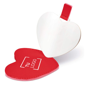Espejo de corazón con funda de PU