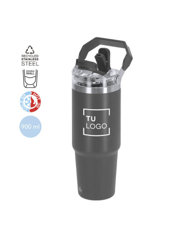 Vaso térmico de doble pared 900ml con asa de transporte