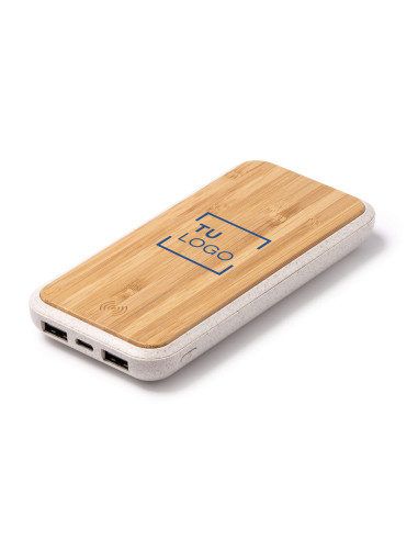 Powerbank inalámbrica de bambú y fibra de trigo 5000 mAh