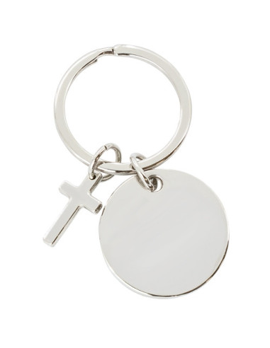 Llavero metálico con cruz