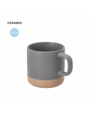 Taza de cerámica mate con base color natural 350 ml