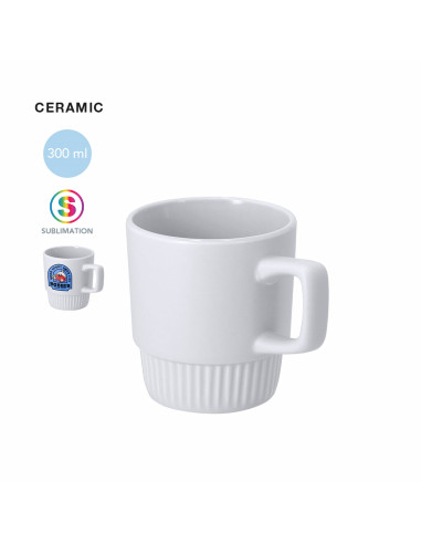 Taza de cerámica para sublimación con base biselada 300 ml
