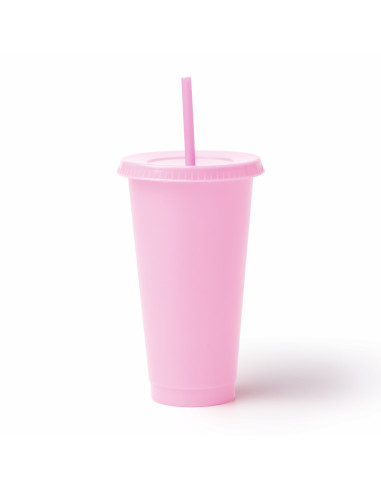 Vaso reutilizable con tapa y pajita  710 ml