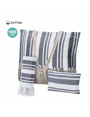 Set de playa con bolsa, neceser y pareo de algodón 180gr/m2